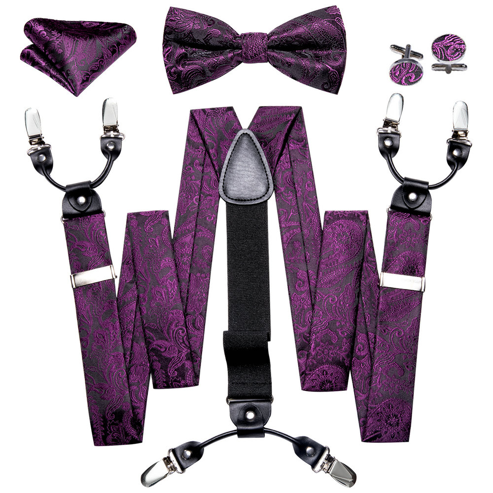 Bow Tie Pre Tied - Suspenders For Men's Pants Exquisite Plum