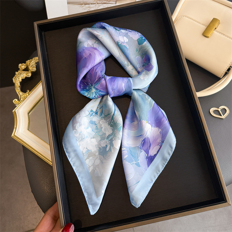 2026 New Floral Print Silk Squ - đánh giá và giá Ascot Neck Scarf