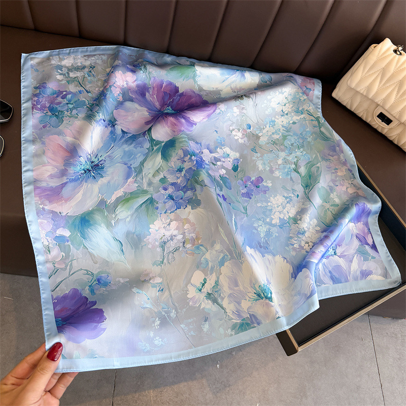 2026 New Floral Print Silk Squ - đánh giá và giá Ascot Neck Scarf