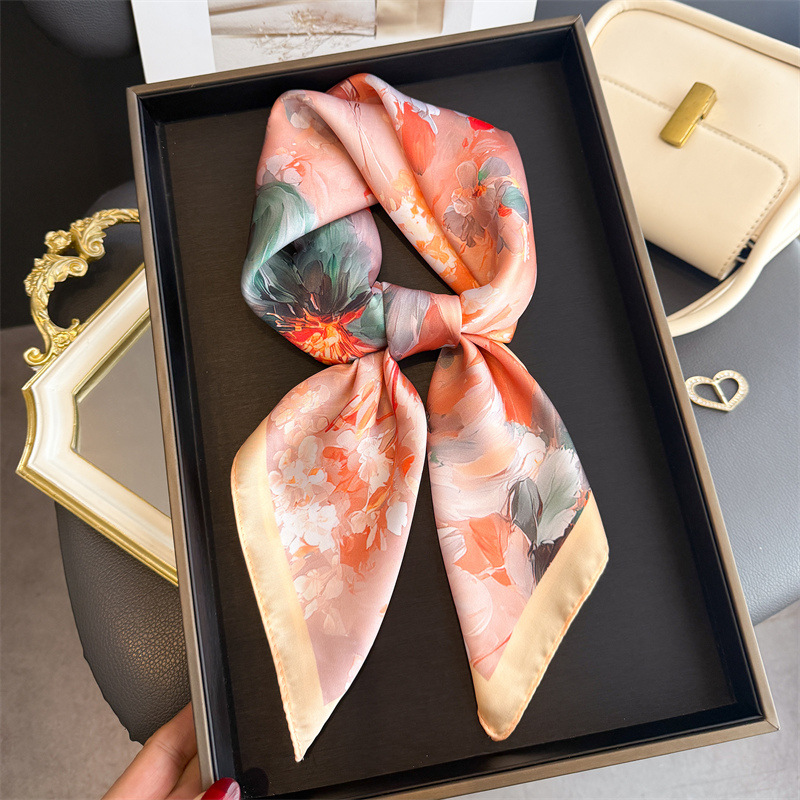 2026 New Floral Print Silk Squ - đánh giá và giá Ascot Neck Scarf