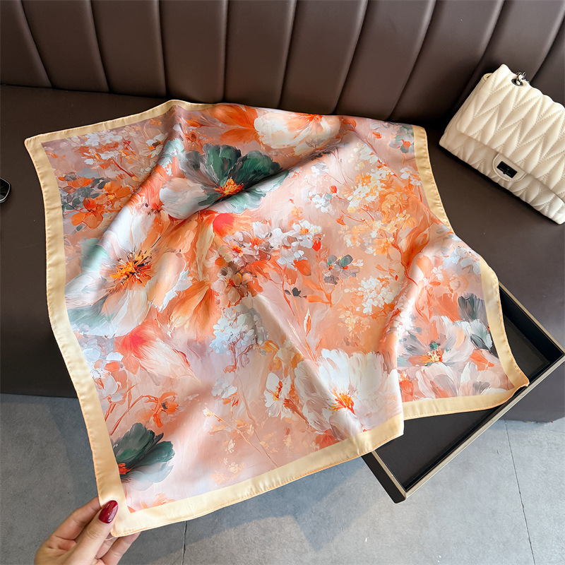 2026 New Floral Print Silk Squ - đánh giá và giá Ascot Neck Scarf