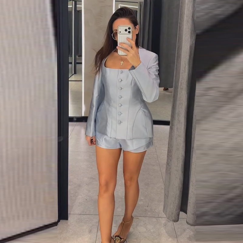 Casual Button Jacket Shorts Su - đánh giá và giá Pocket Square Set