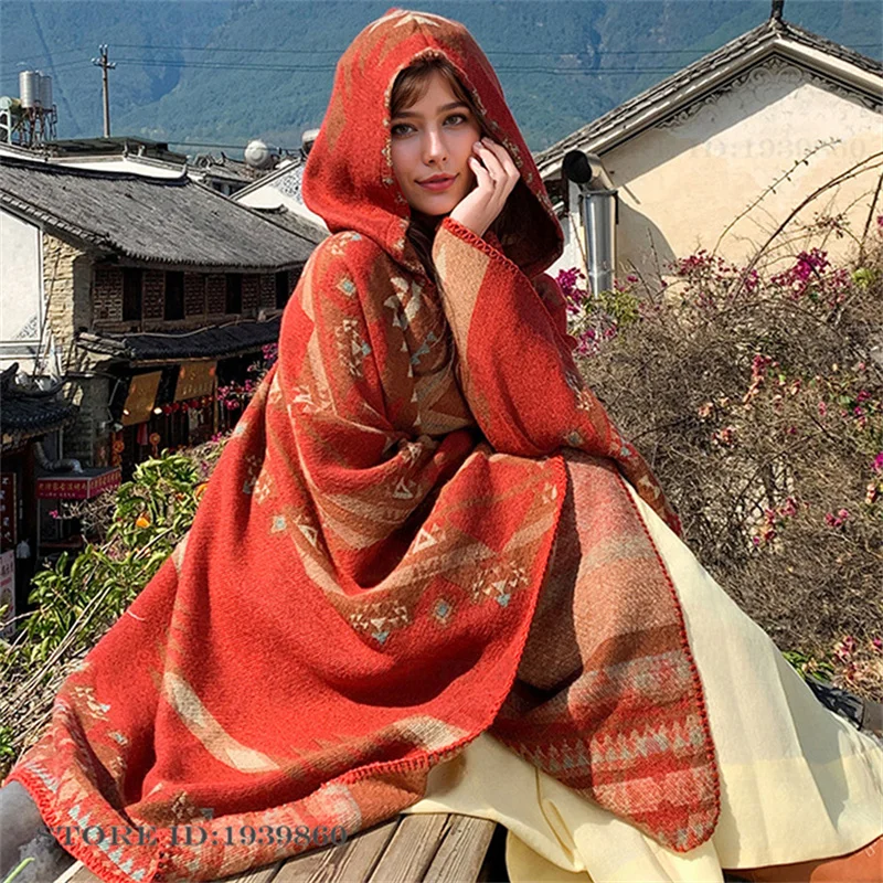 Hooded Warmth Scarf Shawl Cape - đánh giá và giá Woven Scarf Blanket